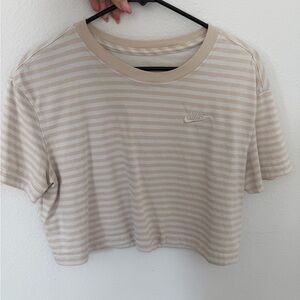 Nike Women's Beige Striped Crop Top
